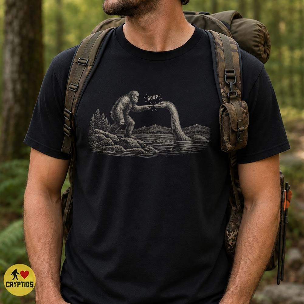 Bigfoot Boops Nessie’s Nose Funny T-Shirt 1 Bigfoot Boops Nessie’s Nose Funny Shirt