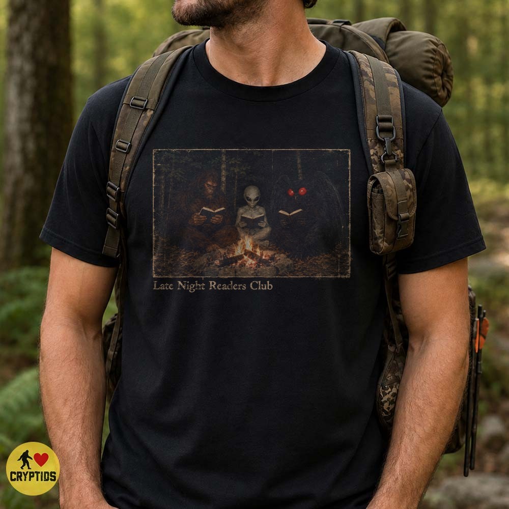 Bigfoot Mothman & Alien Late Night Readers Club T-Shirt 5 Bigfoot Mothman & Alien Late Night Readers Club Shirt