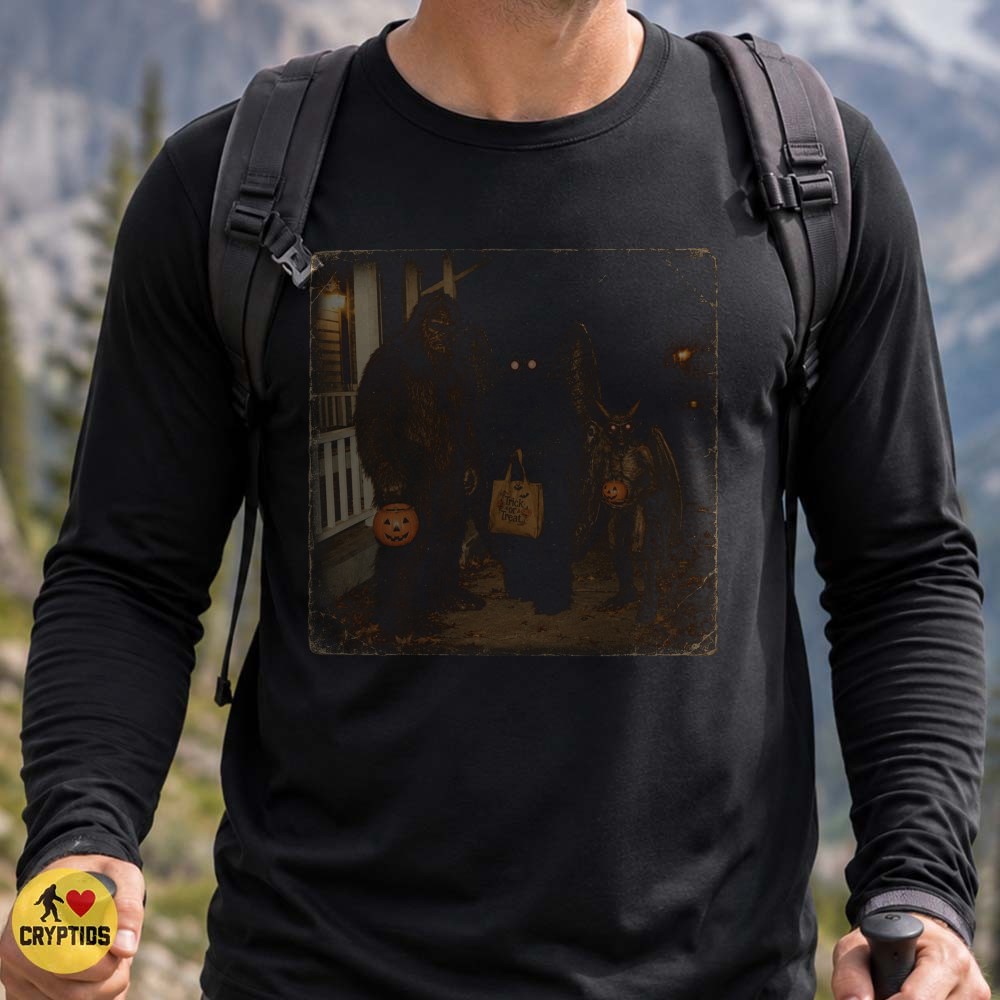 Bigfoot Mothman & Jersey Devil Trick or Treat Halloween T-Shirt 1 Bigfoot Mothman & Jersey Devil Trick or Treat Halloween Shirt