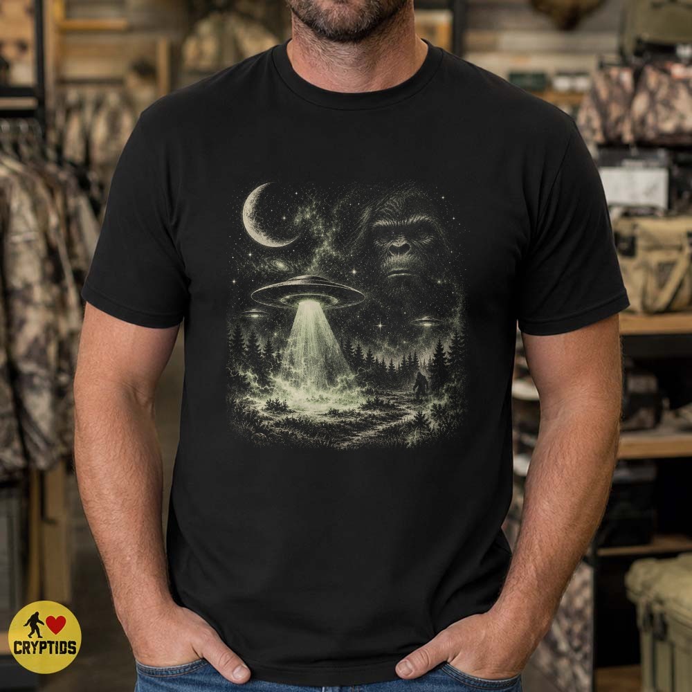Bigfoot UFO Encounter Space Cosmic T-Shirt 3 Bigfoot UFO Encounter Space Cosmic Shirt