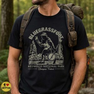 Bluegrassfoot Bigfoot Banjo Shirt Redwood National Park