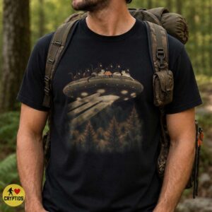 Cats Riding a UFO T-Shirt, Vintage Sci-Fi 9 Cats Riding a UFO Shirt, Vintage Sci-Fi