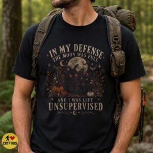 Celestial Mothman and Black Cat Gothic Halloween Shirt