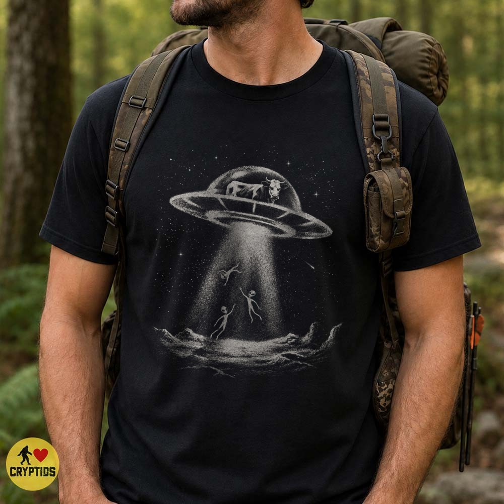 Cow Abducting Aliens UFO T-Shirt Funny 3 Cow Abducting Aliens UFO Shirt Funny