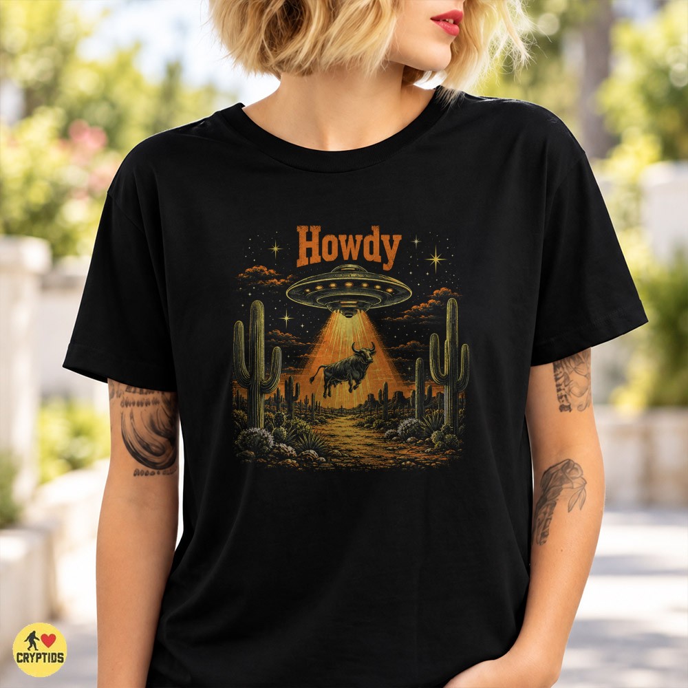 Cow UFO Abduction Howdy Vintage Western Alien T-Shirt 2 Cow UFO Abduction Howdy Vintage Western Alien Shirt