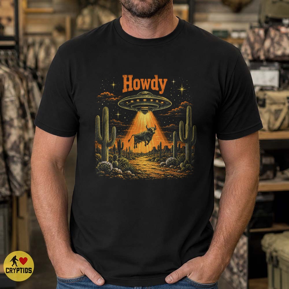 Cow UFO Abduction Howdy Vintage Western Alien T-Shirt 3 Cow UFO Abduction Howdy Vintage Western Alien Shirt