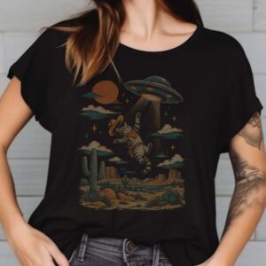 Cowboy Cat UFO Abduction T-Shirt, Western Alien 6 Cowboy Cat UFO Abduction Shirt, Western Alien