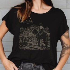 Cowboy UFO Vintage Western Alien Encounter Shirt