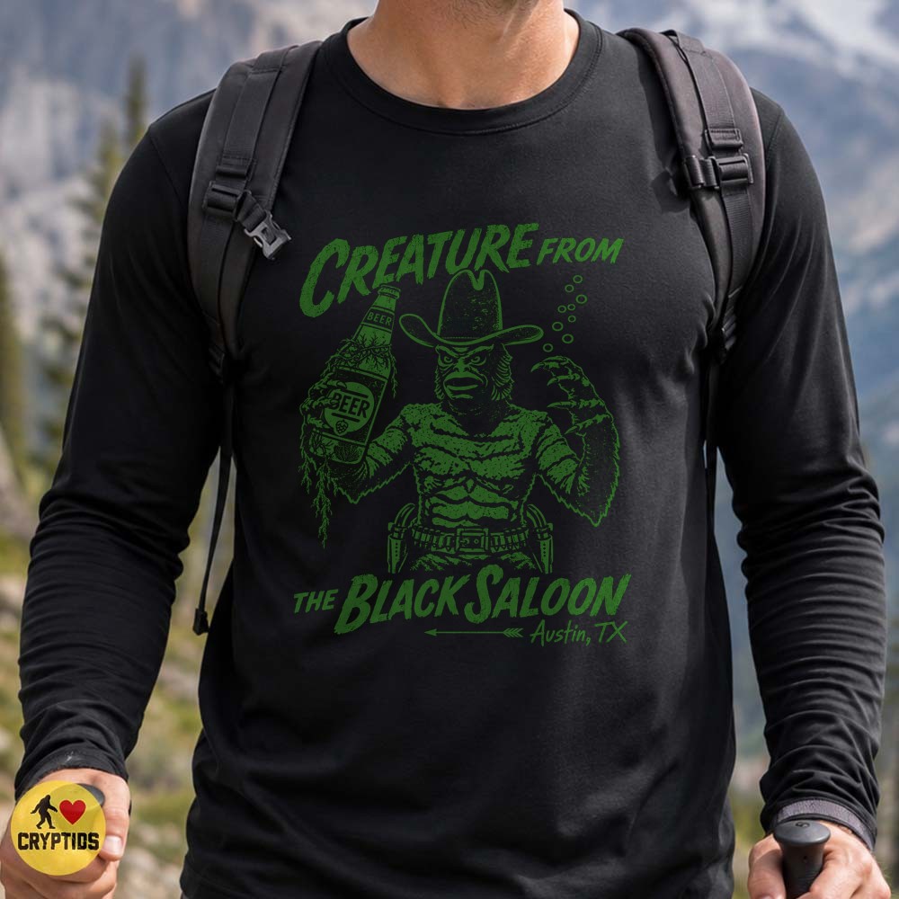 Creature from the Black Lagoon Cowboy T-Shirt, Black Saloon Austin Texas 4 Creature from the Black Lagoon Cowboy Shirt, Black Saloon Austin Texas