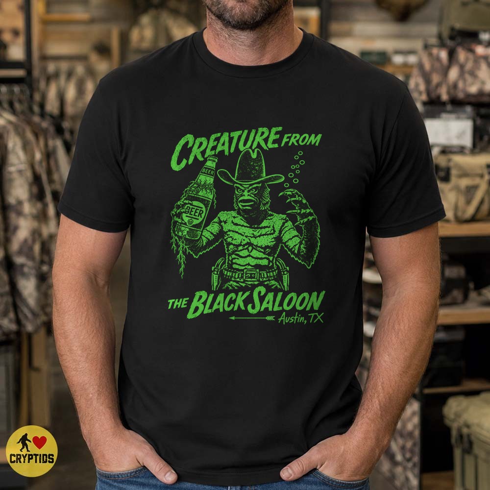 Creature from the Black Lagoon Cowboy T-Shirt, Black Saloon Austin Texas 5 Creature from the Black Lagoon Cowboy Shirt, Black Saloon Austin Texas