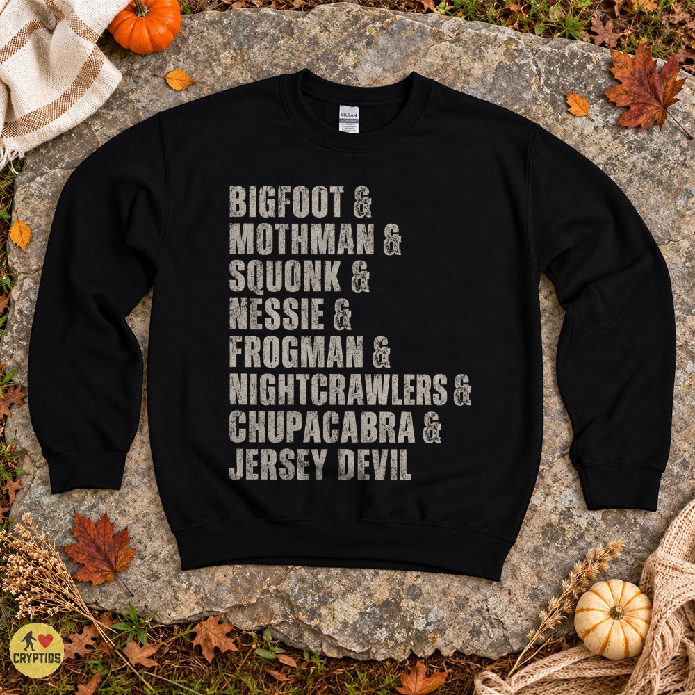 Cryptid Bigfoot Mothman Squonk Creature List Vintage T-Shirt 4 Cryptid Bigfoot Mothman Squonk Creature List Vintage Shirt