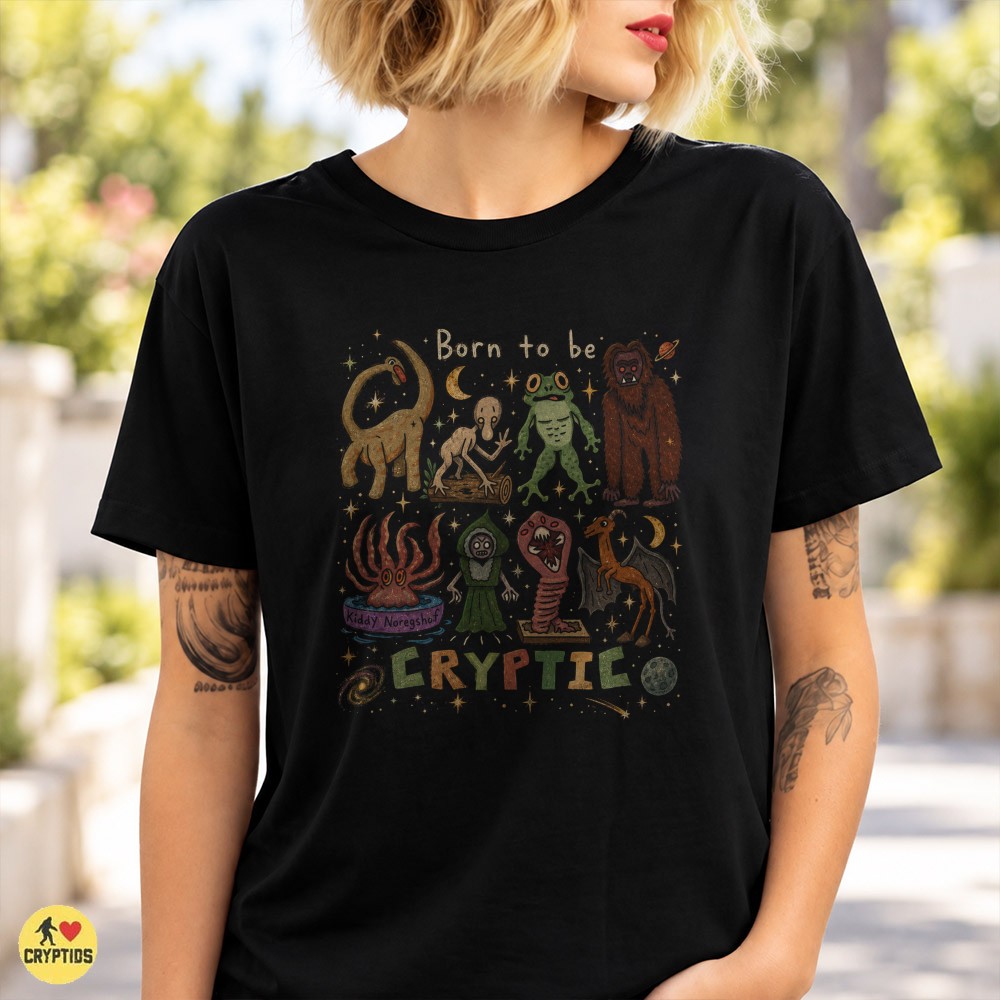 Cryptid Born to Be Cryptic Bigfoot Mothman Retro T-Shirt 2 Cryptid Born to Be Cryptic Bigfoot Mothman Retro Shirt
