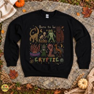 Cryptid Born to Be Cryptic Bigfoot Mothman Retro T-Shirt 7 Cryptid Born to Be Cryptic Bigfoot Mothman Retro Shirt