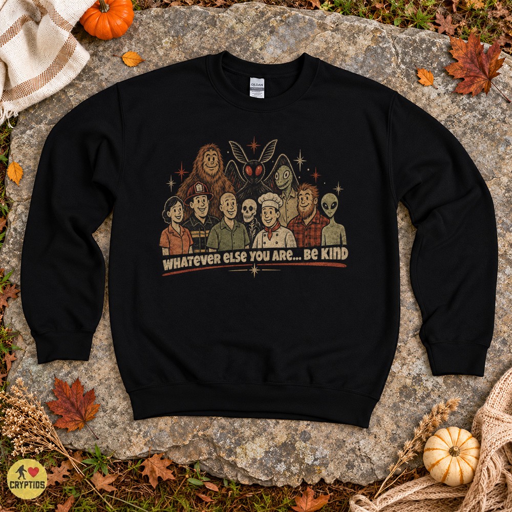 Cryptid Crew Be Kind Bigfoot Mothman Alien T-Shirt 1 Cryptid Crew Be Kind Bigfoot Mothman Alien Shirt
