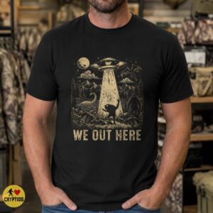 Cryptid Crew Mothman Bigfoot Nessie We Out Here Vintage Shirt