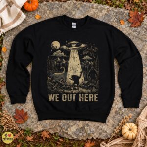 Cryptid Crew Mothman Bigfoot Nessie We Out Here Vintage Shirt