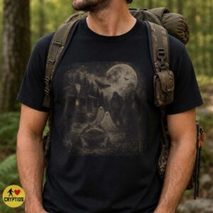 Cryptid Haunted House T-Shirt, Bigfoot Mothman & Frogman 8 Cryptid Haunted House Shirt, Bigfoot Mothman & Frogman