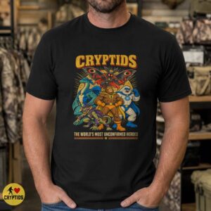 Cryptid Superheroes Mothman Bigfoot Yeti Nessie Retro Comic Shirt