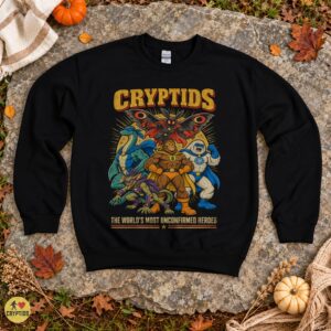 Cryptid Superheroes Mothman Bigfoot Yeti Nessie Retro Comic Shirt