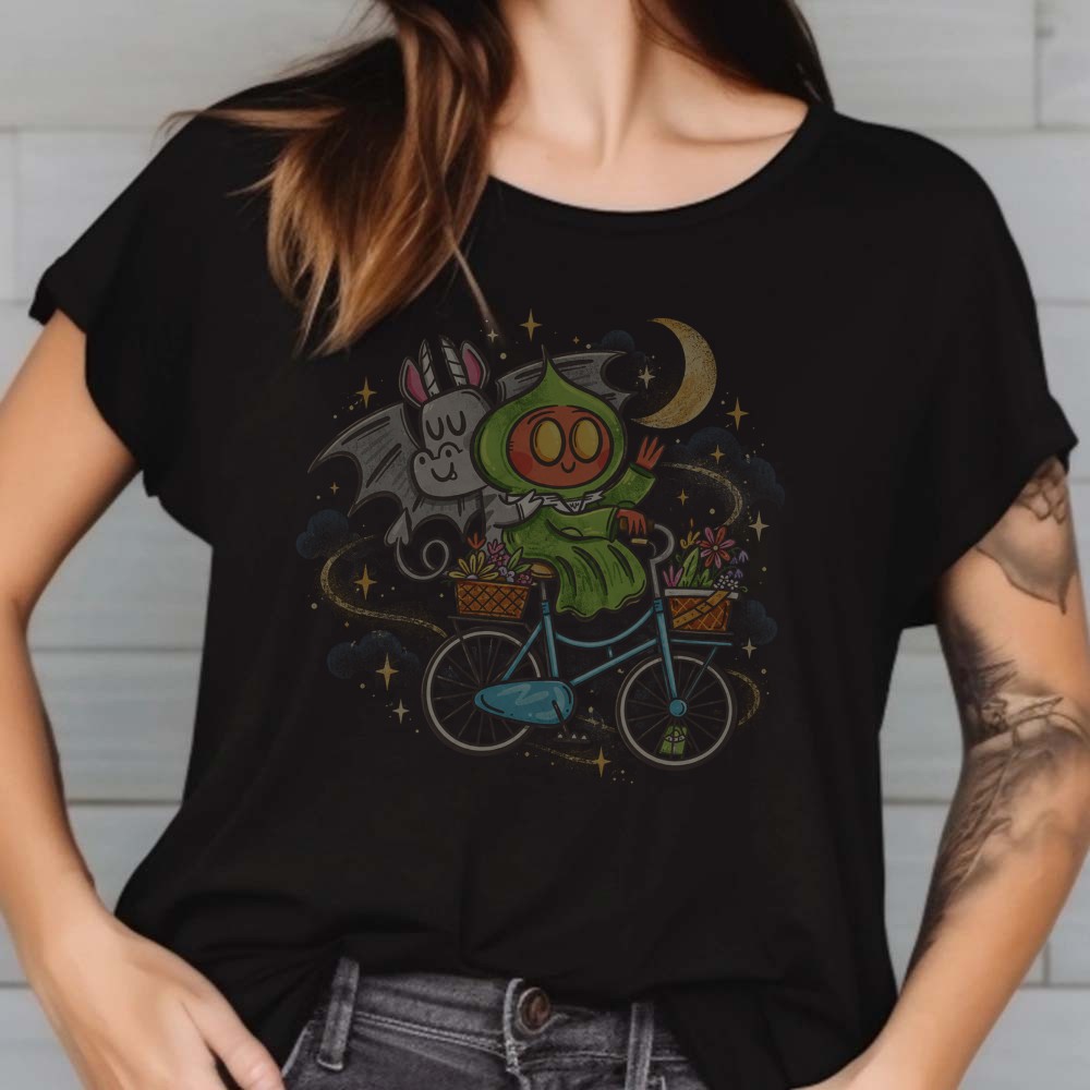 Cute Flatwoods Monster & Jersey Devil Bike Ride Cosmic T-Shirt 2 Cute Flatwoods Monster & Jersey Devil Bike Ride Cosmic Shirt