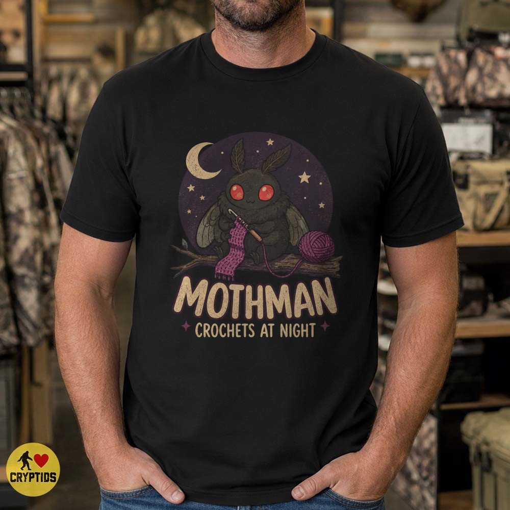 Cute Mothman Crochets at Night T-Shirt 4 Cute Mothman Crochets at Night Shirt