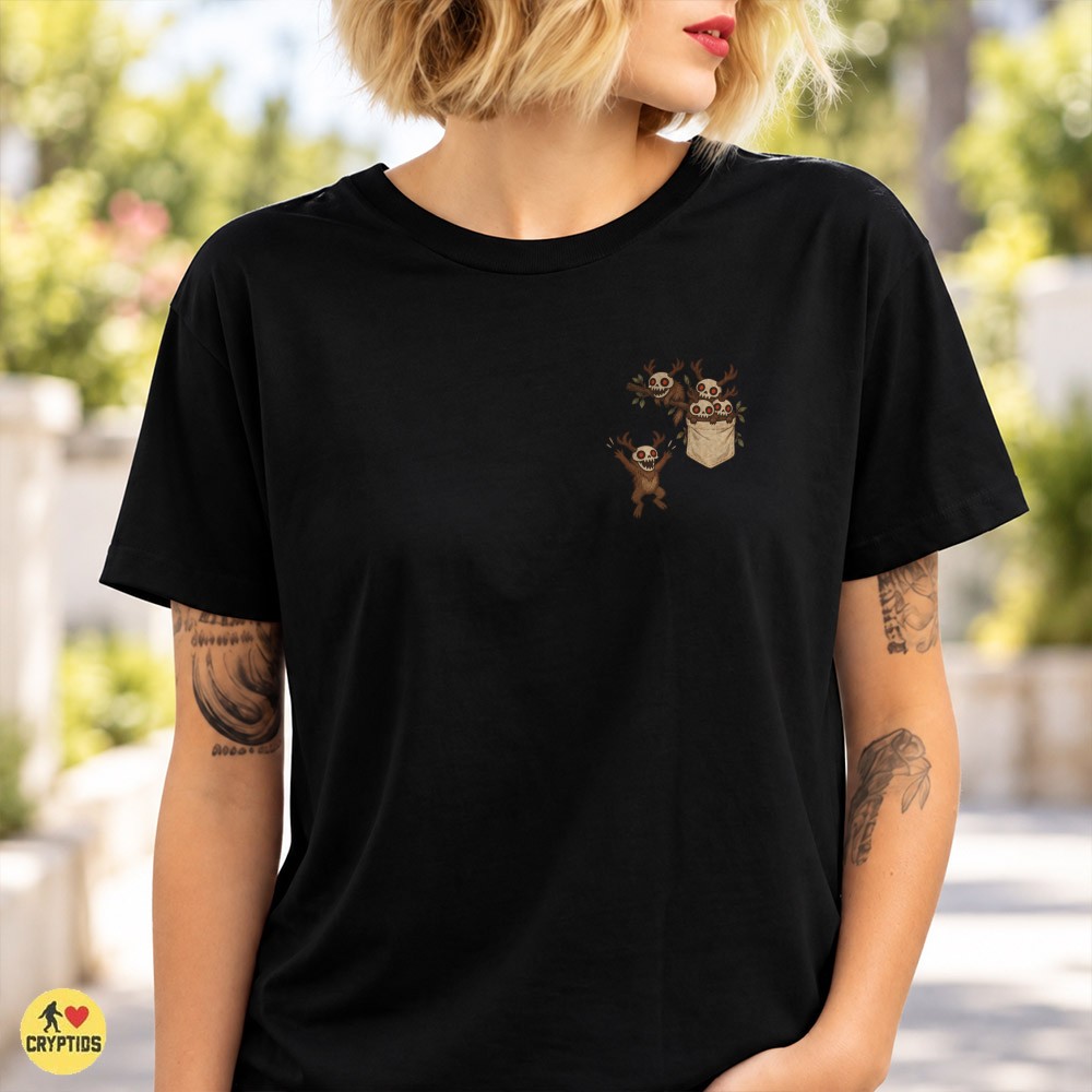 Cute Wendigo Family in Pocket Print Funny T-Shirt 1 Cute Wendigo Family in Pocket Print Funny Shirt