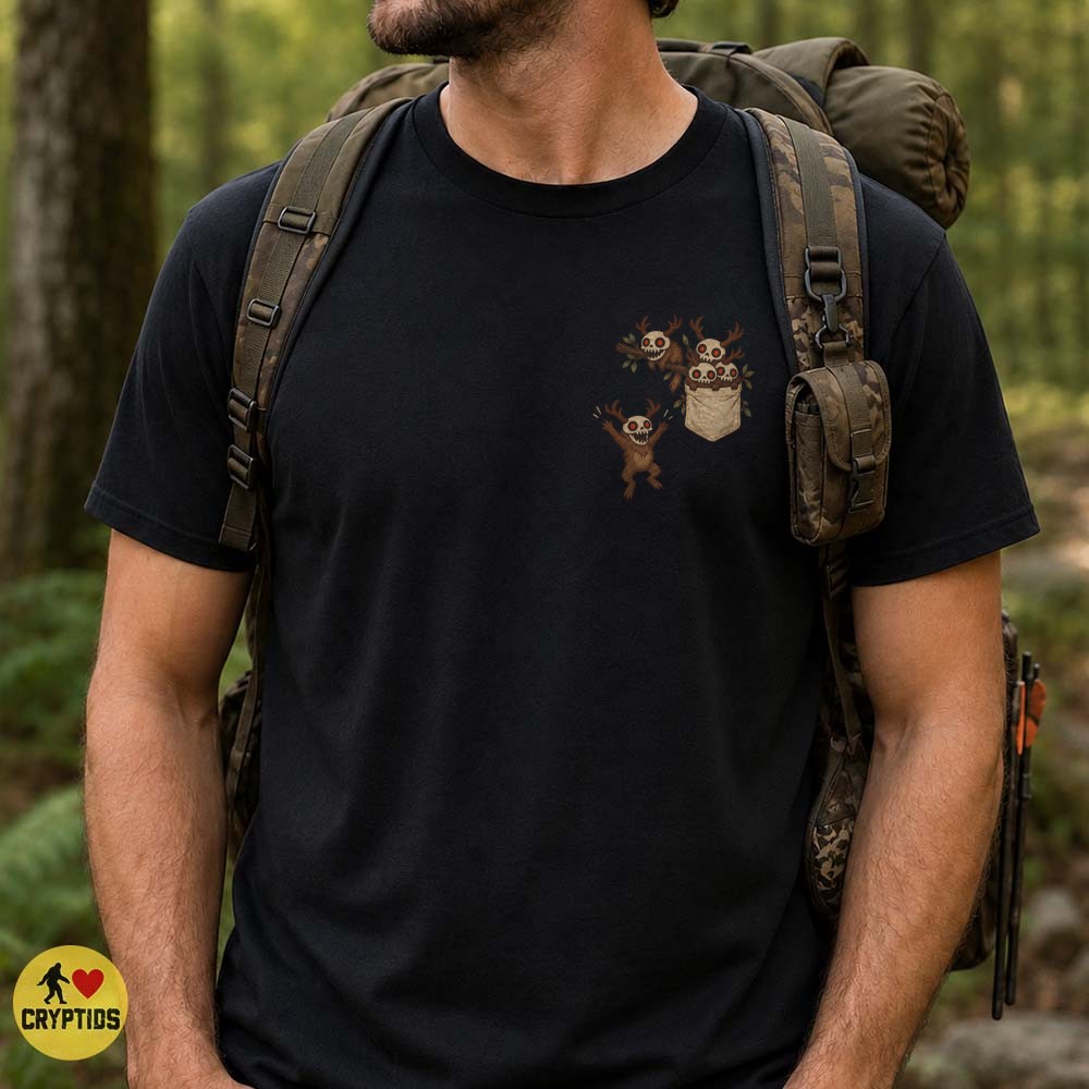 Cute Wendigo Family in Pocket Print Funny T-Shirt 2 Cute Wendigo Family in Pocket Print Funny Shirt