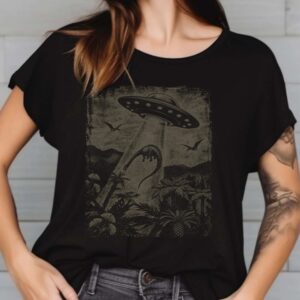 Dinosaur UFO Abduction T-Shirt, Prehistoric Alien Encounter 6 Dinosaur UFO Abduction Shirt, Prehistoric Alien Encounter
