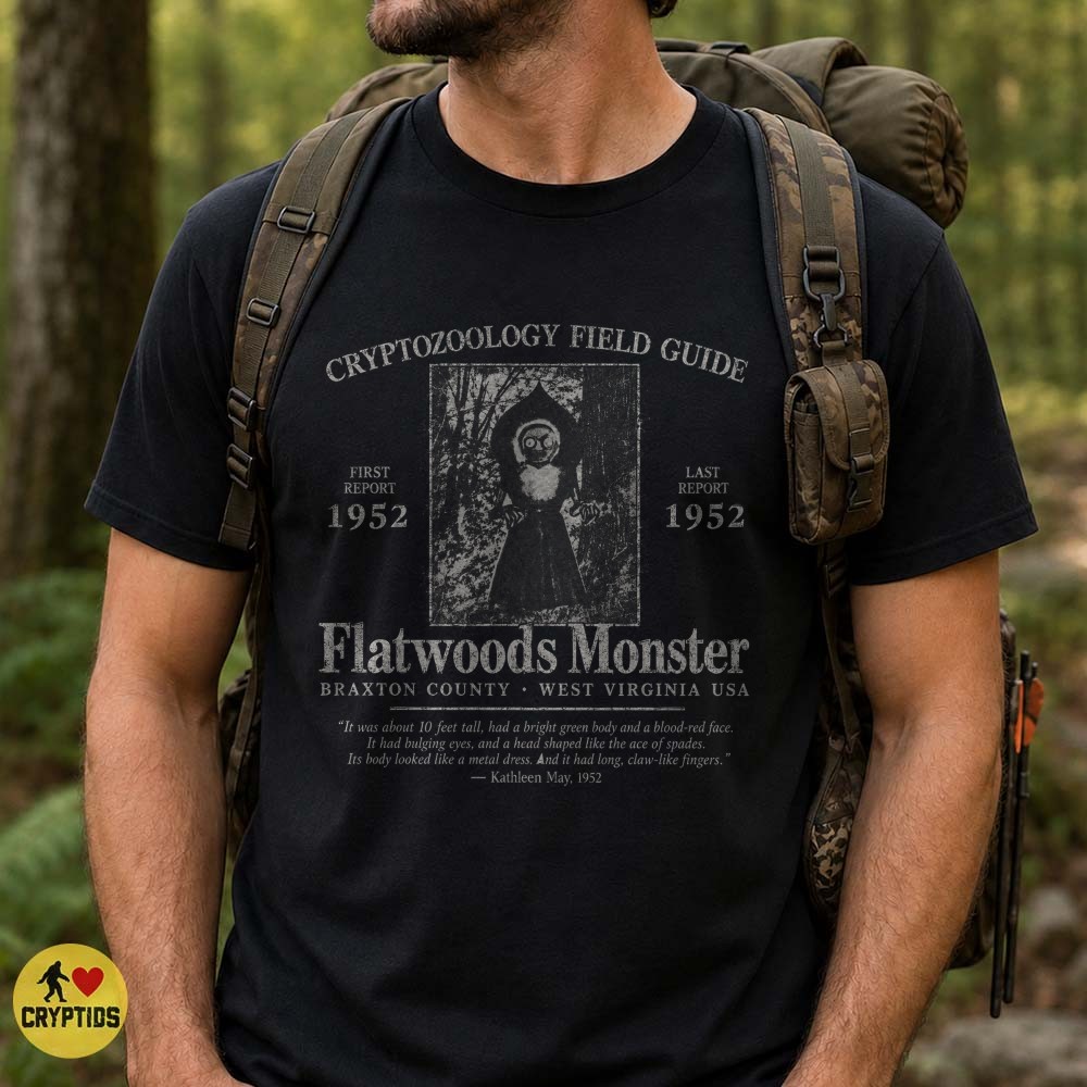 Flatwoods Monster 1952 Cryptozoology Field Guide T-Shirt 3 Flatwoods Monster 1952 Cryptozoology Field Guide Shirt