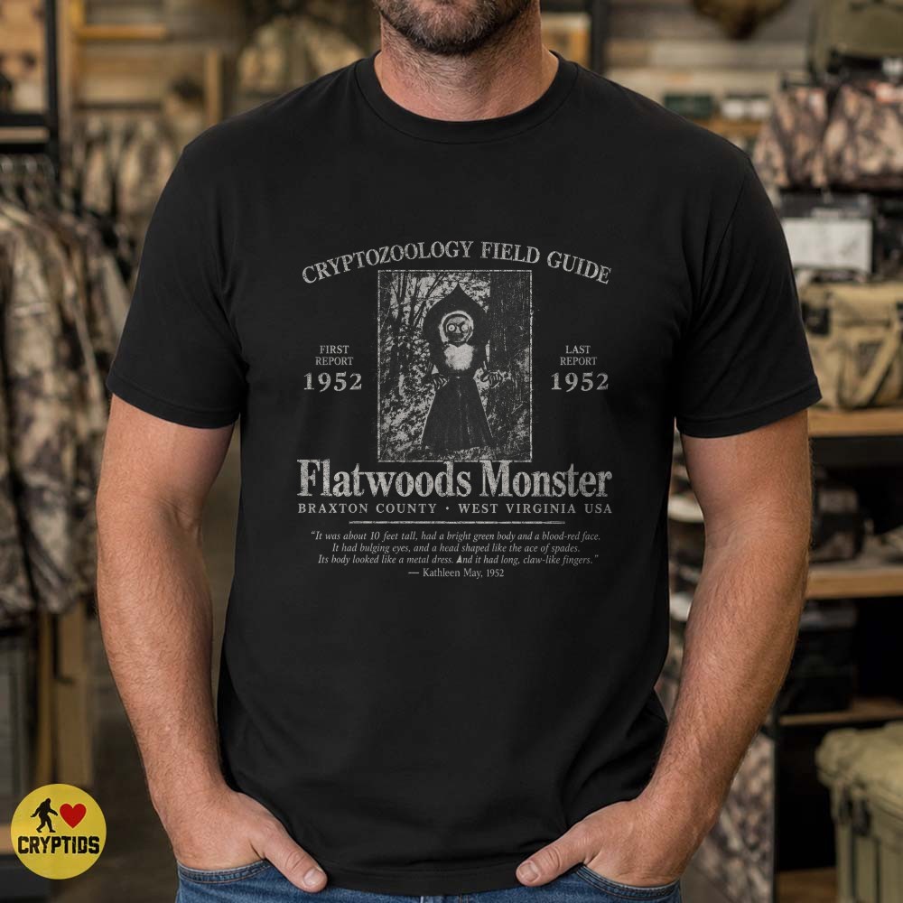 Flatwoods Monster 1952 Cryptozoology Field Guide T-Shirt 5 Flatwoods Monster 1952 Cryptozoology Field Guide Shirt