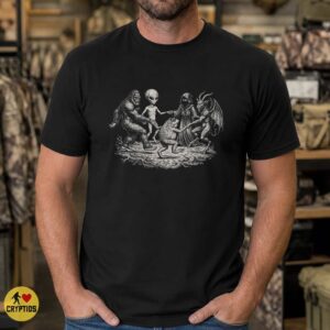 Funny Cryptid Ritual Circle T-Shirt, Bigfoot Alien Frogman Jersey Devil 9 Funny Cryptid Ritual Circle Shirt, Bigfoot Alien Frogman Jersey Devil