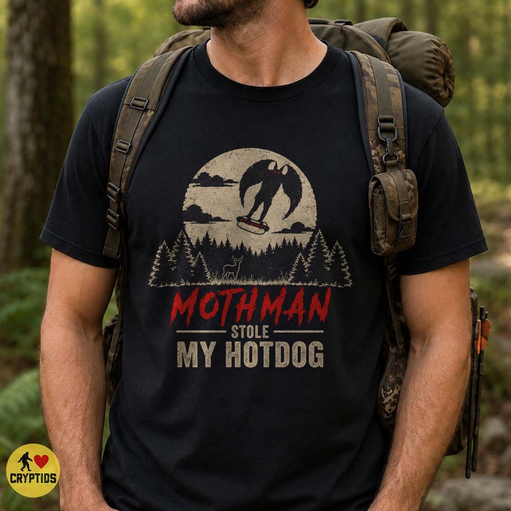 Funny Mothman Stole My Hot Dog T-Shirt 3 Funny Mothman Stole My Hot Dog Shirt