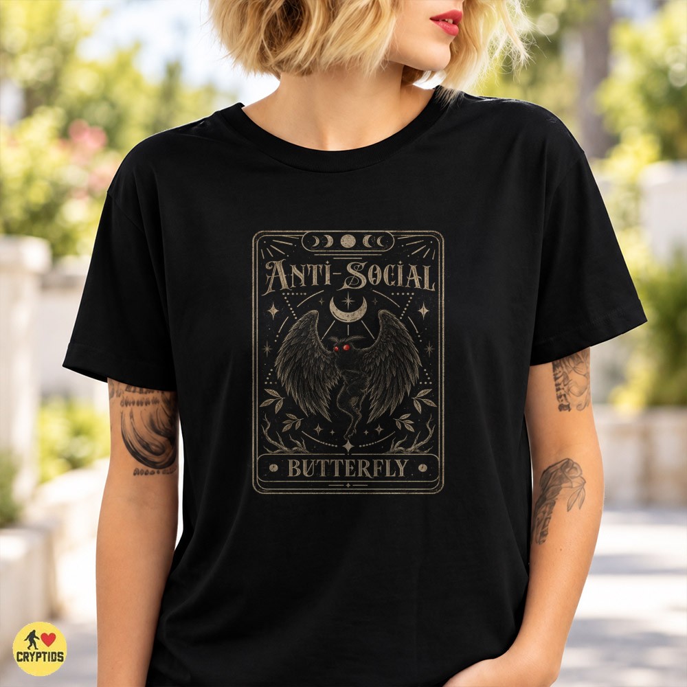 Gothic Vintage Mothman Anti Social Butterfly T-Shirt 2 Gothic Vintage Mothman Anti Social Butterfly Shirt
