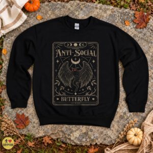 Gothic Vintage Mothman Anti Social Butterfly Shirt