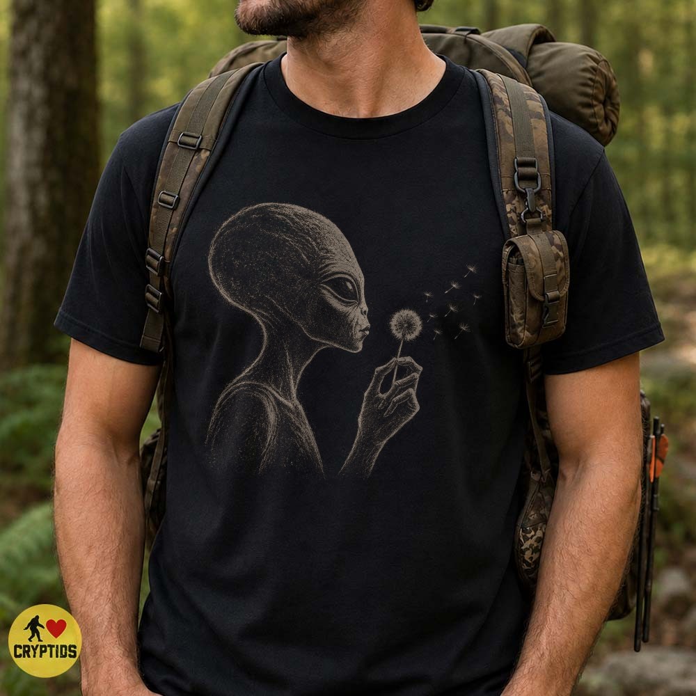 Grey Alien Dandelion Making a Wish T-Shirt Whimsical Sci-Fi 5 Grey Alien Dandelion Making a Wish Shirt Whimsical Sci-Fi