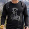 Grey Alien Drinking Slushie T-Shirt, Retro Sci-Fi 11 Grey Alien Drinking Slushie Shirt, Retro Sci-Fi