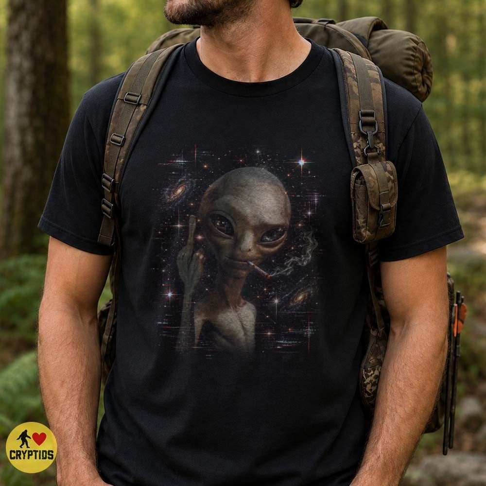 Grey Alien Middle Finger Cosmic Glitch Sci-Fi T-Shirt 1 Grey Alien Middle Finger Cosmic Glitch Sci-Fi Shirt