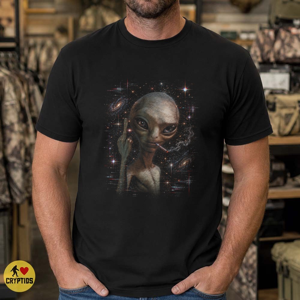 Grey Alien Middle Finger Cosmic Glitch Sci-Fi T-Shirt 5 Grey Alien Middle Finger Cosmic Glitch Sci-Fi Shirt