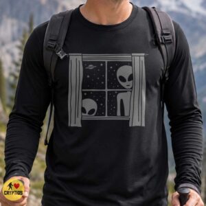 Grey Aliens Peeking Through the Window T-Shirt Funny UFO Sighting 8 Grey Aliens Peeking Through the Window Shirt Funny UFO Sighting