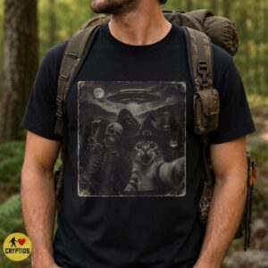 Halloween UFO Cat Bigfoot Paranormal Selfie Shirt