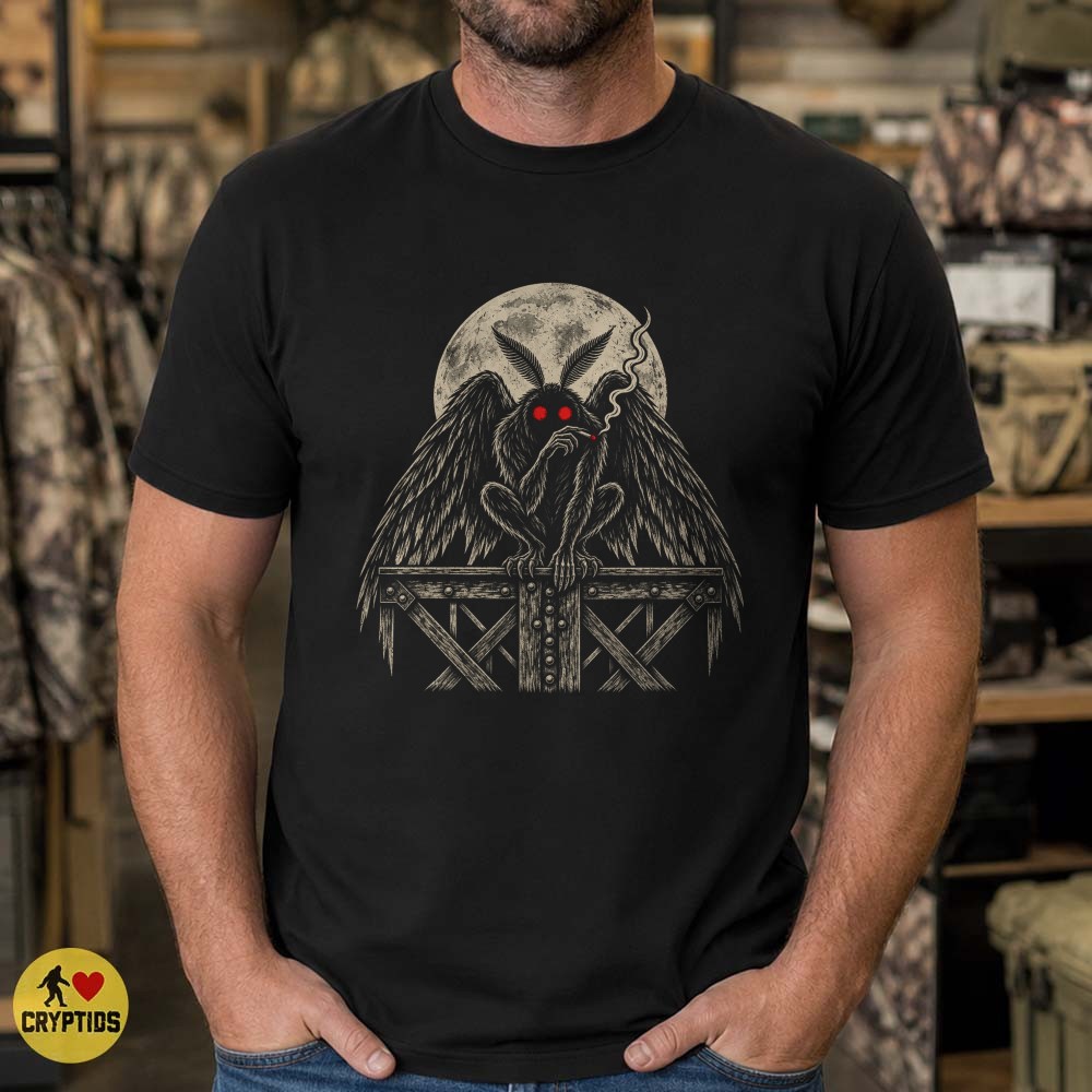 Horror Mothman Smoking Under the Full Moon T-Shirt Adult 5 Horror Mothman Smoking Under the Full Moon Shirt Adult