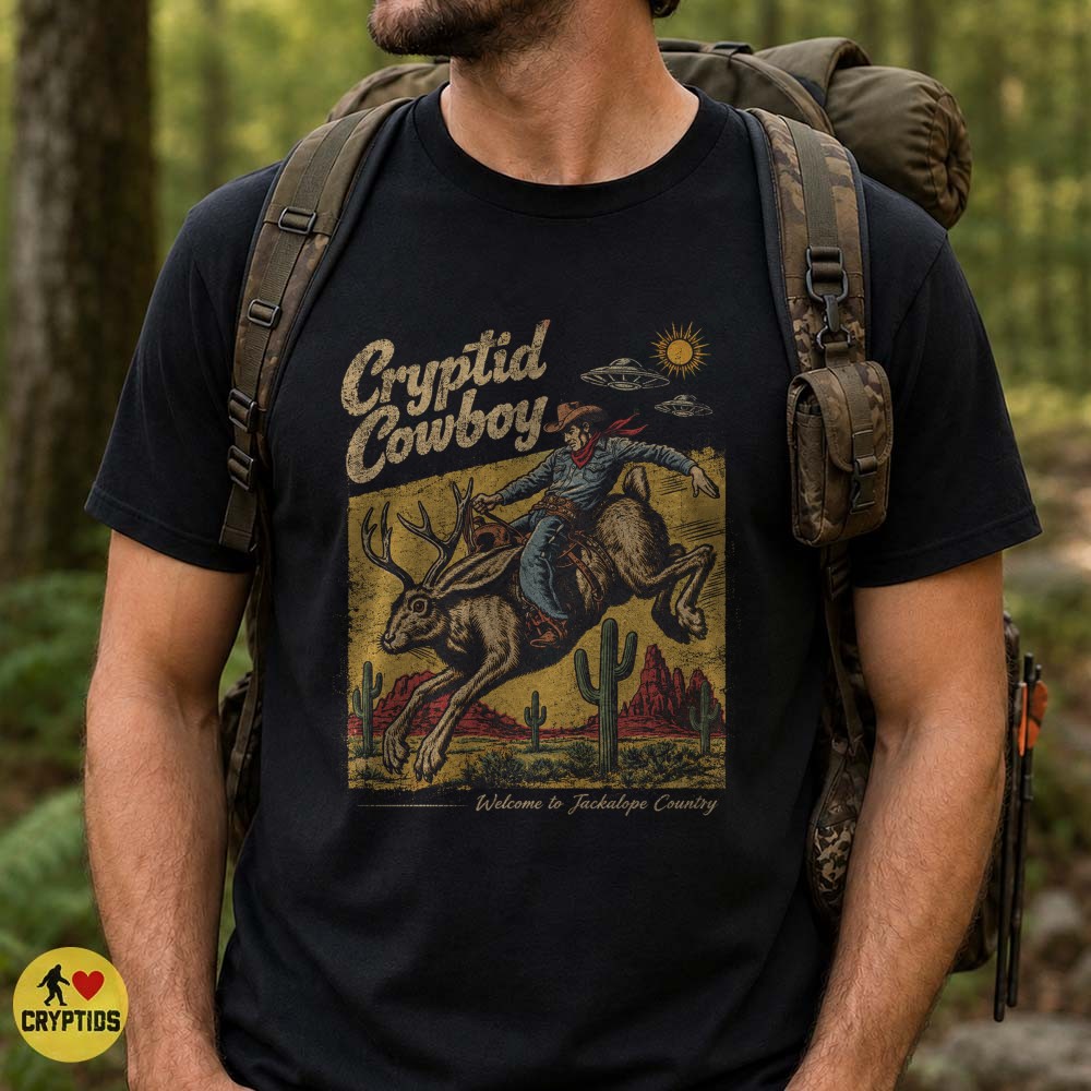 Jackalope Cowboy Rodeo T-Shirt, UFO Western Cryptid 4 Jackalope Cowboy Rodeo Shirt, UFO Western Cryptid