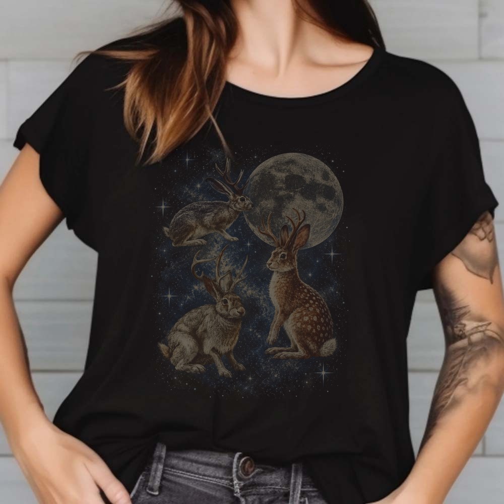 Jackalope Full Moon T-Shirt, Western Folklore 2 Jackalope Full Moon Shirt, Western Folklore