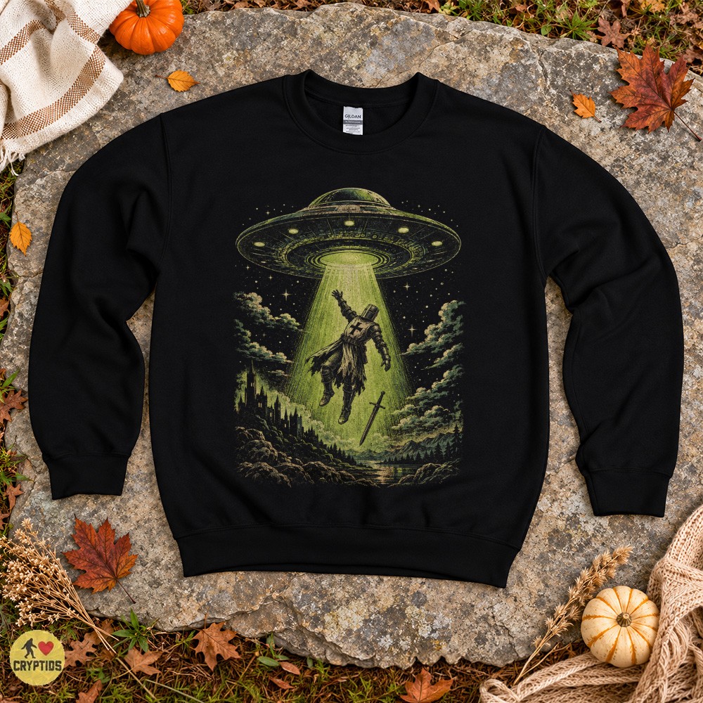 Knights Templar UFO Abduction T-Shirt, Vintage Medieval Sci-Fi 4 Knights Templar UFO Abduction Shirt, Vintage Medieval Sci-Fi