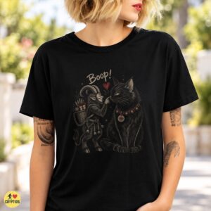 Krampus Boops Black Cat Christmas Vintage Folk Horror Shirt
