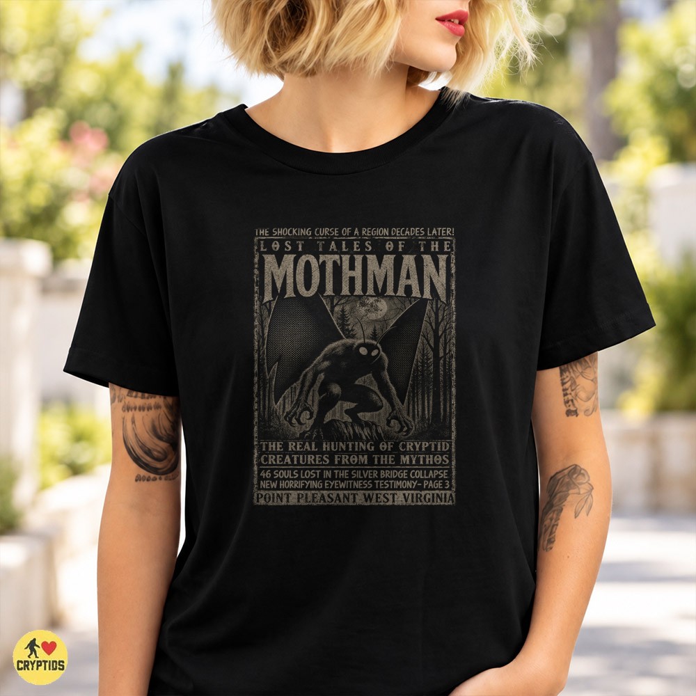 Lost Tales of Mothman Silver Bridge Horror Newspaper T-Shirt 2 Lost Tales of Mothman Silver Bridge Horror Newspaper Shirt