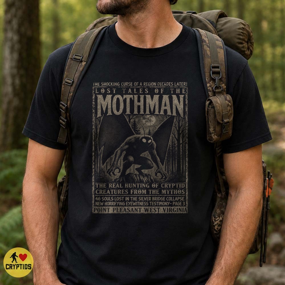 Lost Tales of Mothman Silver Bridge Horror Newspaper T-Shirt 3 Lost Tales of Mothman Silver Bridge Horror Newspaper Shirt