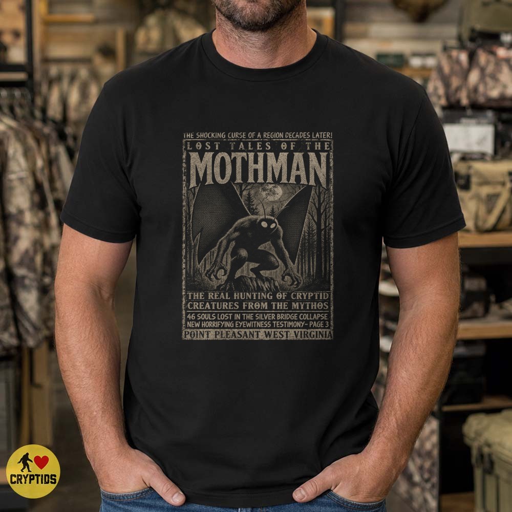 Lost Tales of Mothman Silver Bridge Horror Newspaper T-Shirt 4 Lost Tales of Mothman Silver Bridge Horror Newspaper Shirt