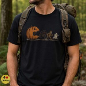 Mothman & Bigfoot Halloween Pumpkin Chase Shirt
