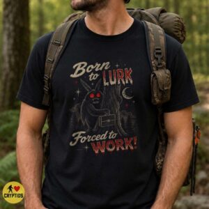 Mothman Born to Lurk Forced to Work Shirt, Funny Gothic Cryptid